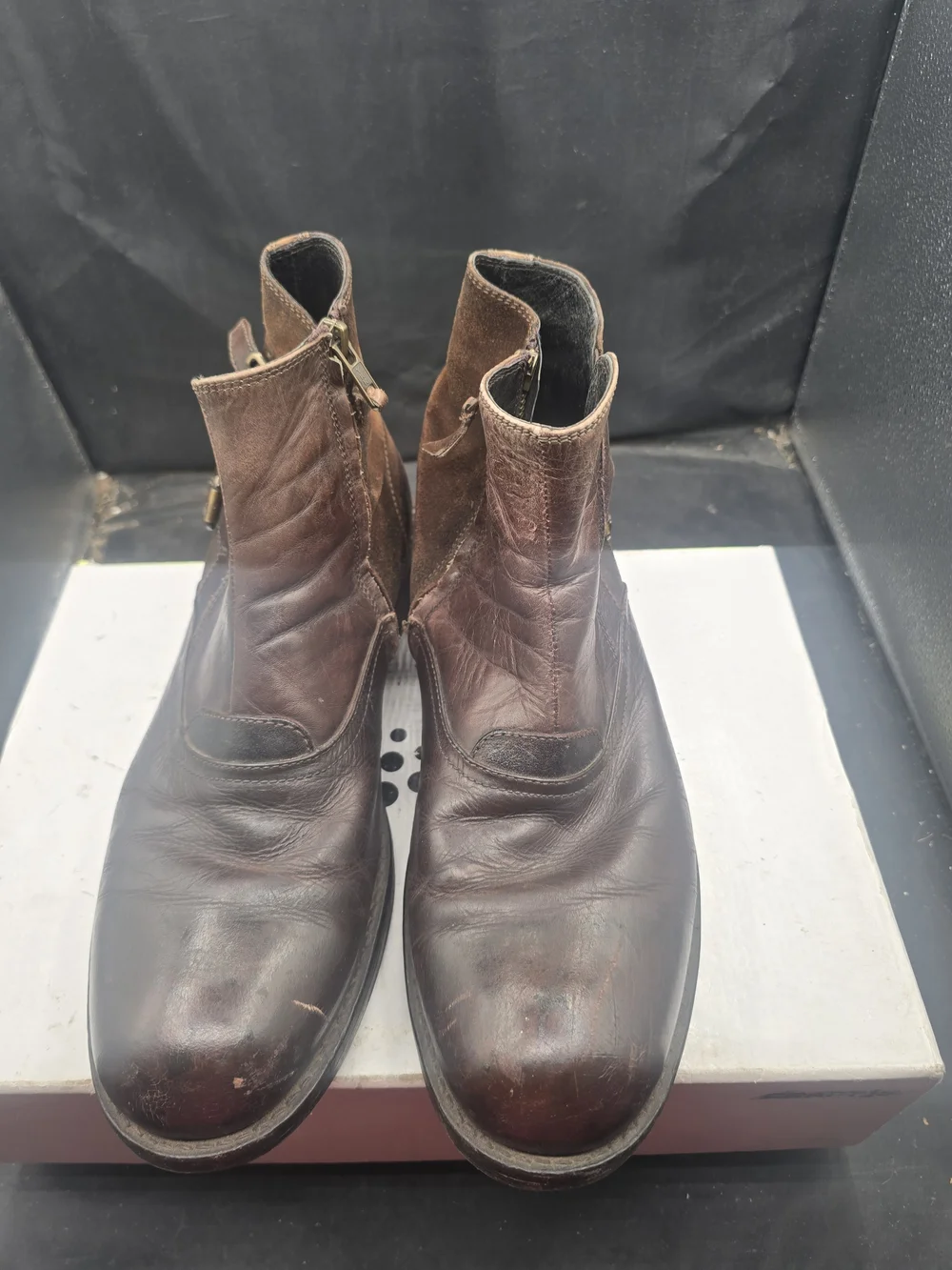 Men's Brown Leather Chukka Boots with Side Zip